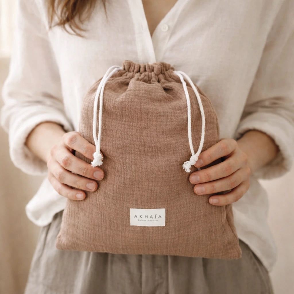 Pochon en coton pour ranger accessoires cheveux