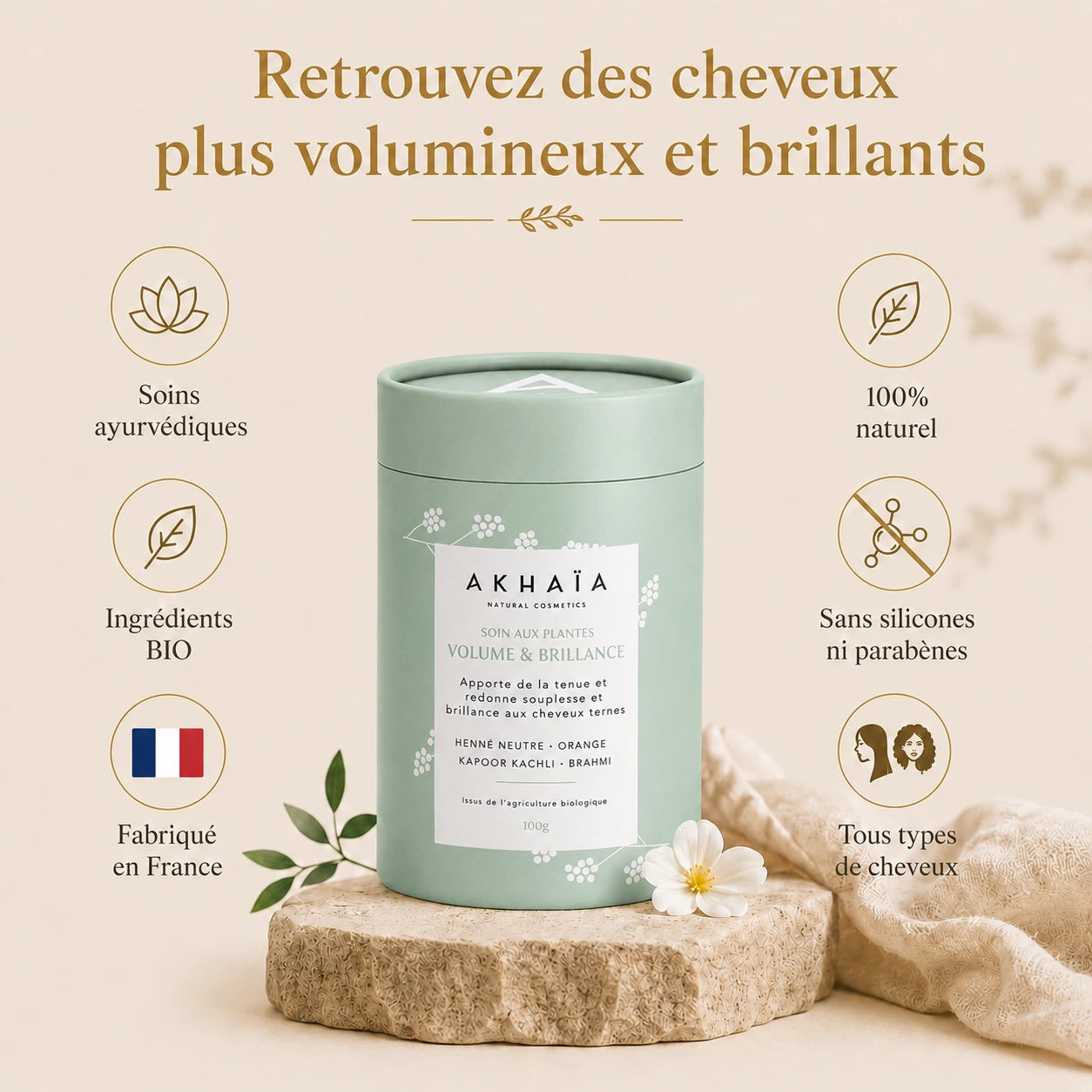 Soin Capillaire Volume Aux Poudres Ayurvédiques